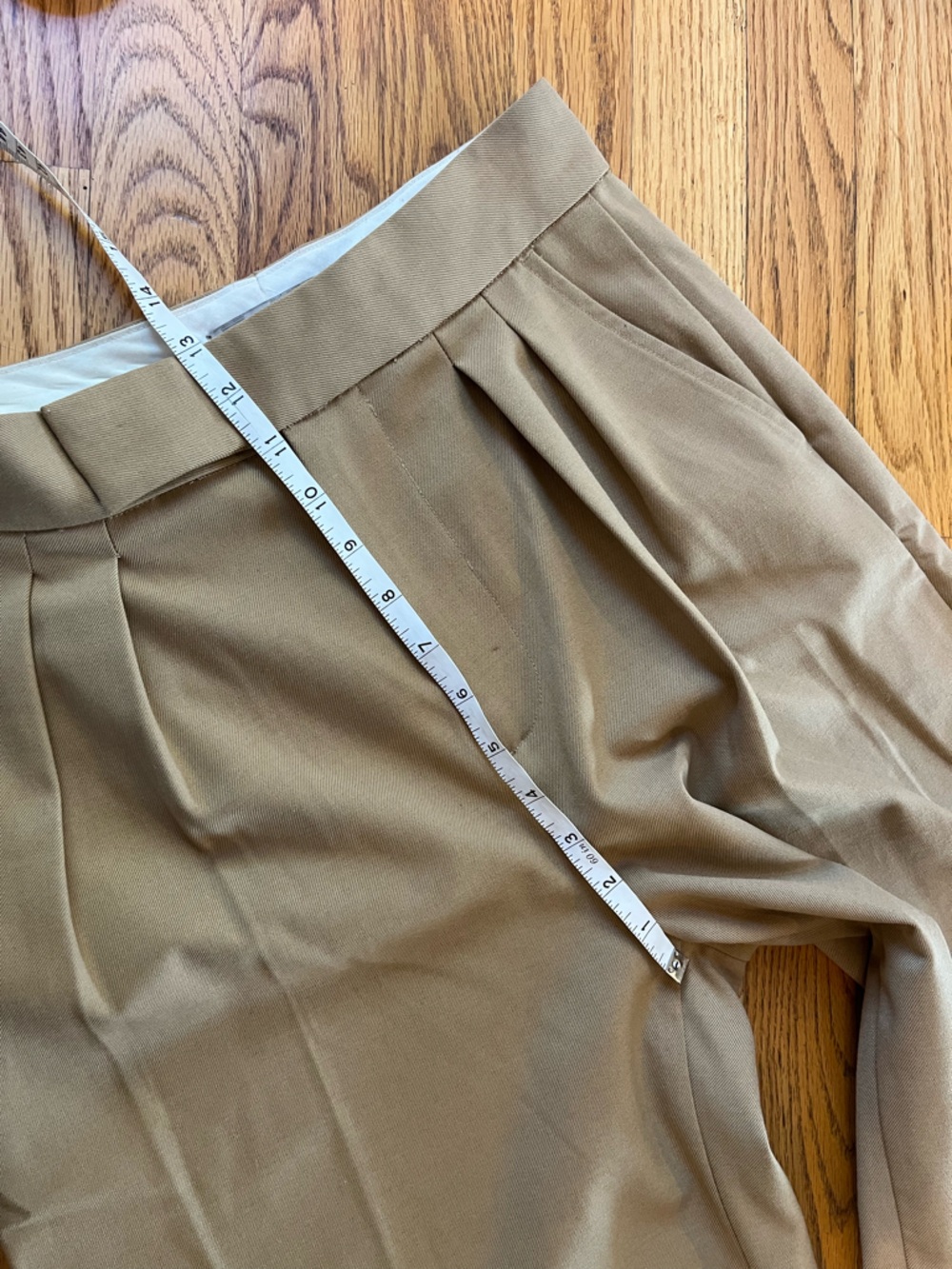Sophie‎ Rue Pleated Wide Leg Trousers Tan Camel XS High Waisted Tucked Pant b5 - Picture 3 of 8